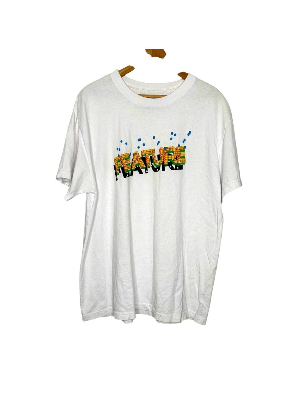 FEATURE Block Tee White Dimensional Art Short Sleeve XL